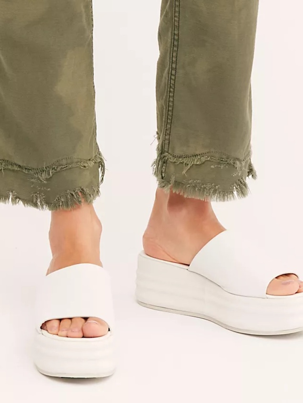 Free People Cream Platform Slide Sandals - Picture 9 of 11